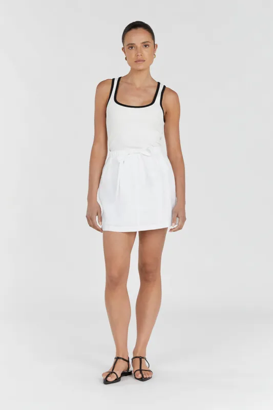 GINGER WHITE LINEN MINI SKIRT sold by Dissh