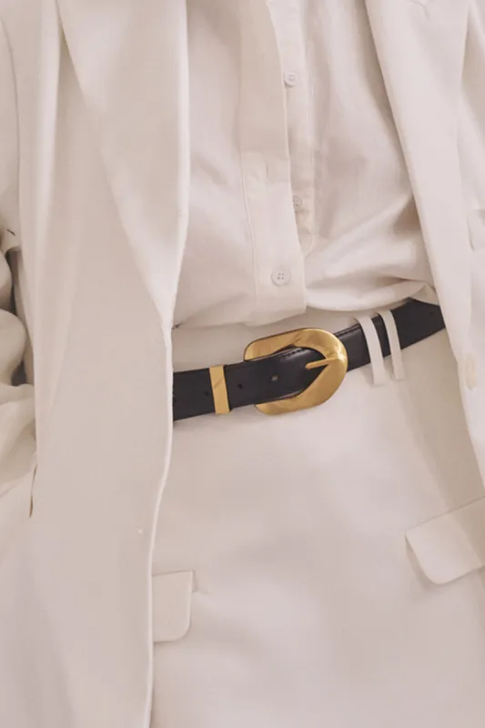 ALBURY BLACK LEATHER BELT sold by Dissh