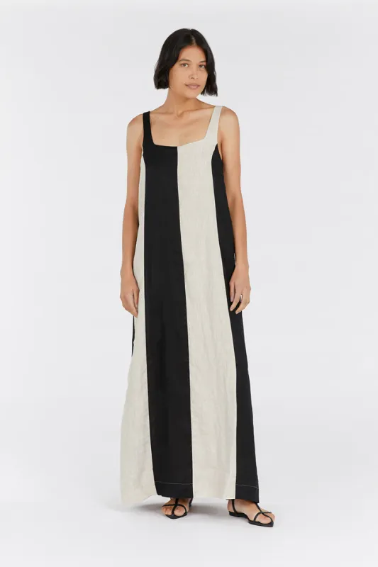 AGI NATURAL COLOUR BLOCK MAXI DRESS sold by Dissh
