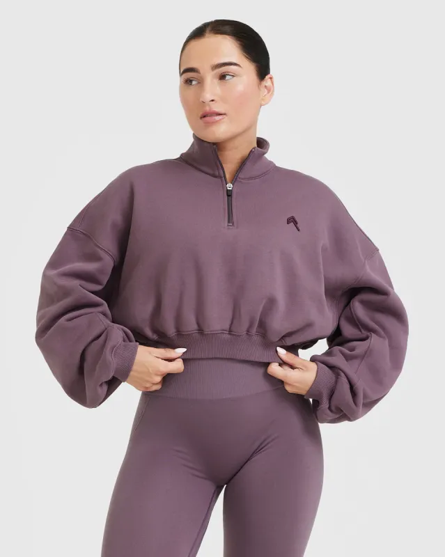 All Day Cosy Crop 1/4 Zip Sweatshirt | Vintage Purple sold by Oner Active