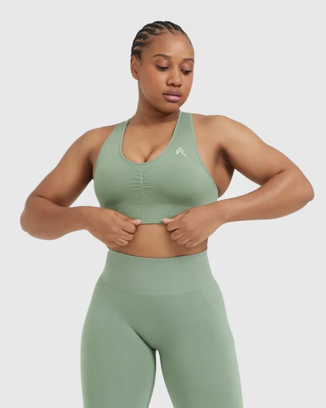 Classic Seamless 2.0 V-Neck Bralette | Sage Marl sold by Oner Active