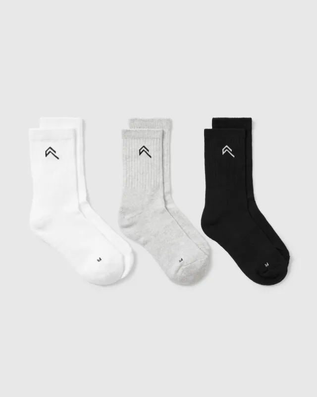 Crew Socks 3 Pack | Grey/White/Black sold by Oner Active