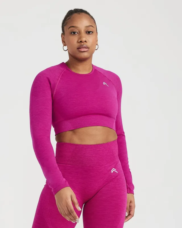 Classic Seamless 2.0 Long Sleeve Crop Top | Fuchsia Marl sold by Oner Active
