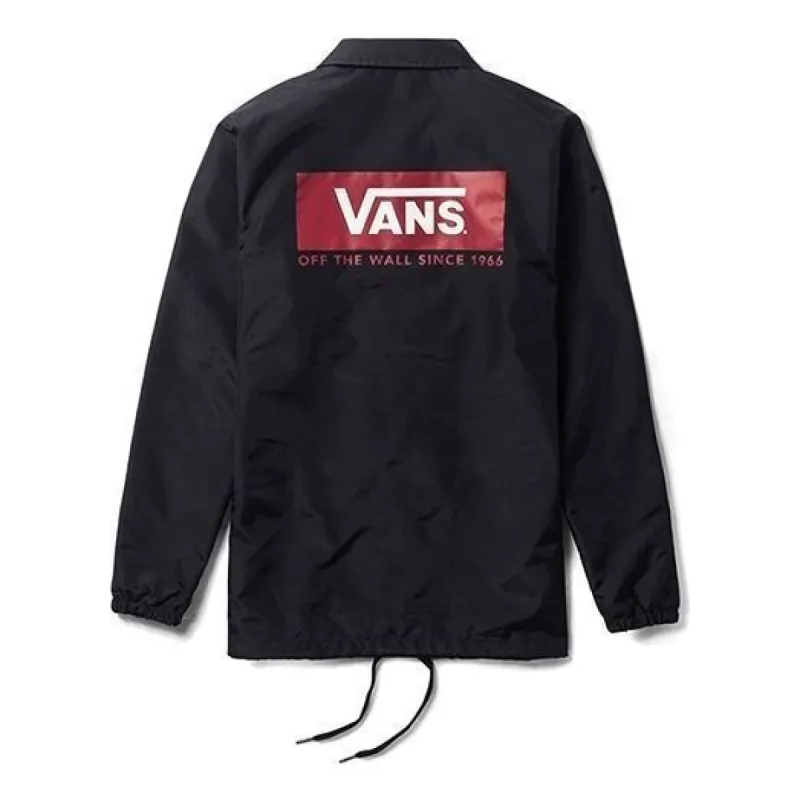 Vans Box Logo Coach Jacket 'Black Red' VN0A3DGBBLK sold by KicksCrew