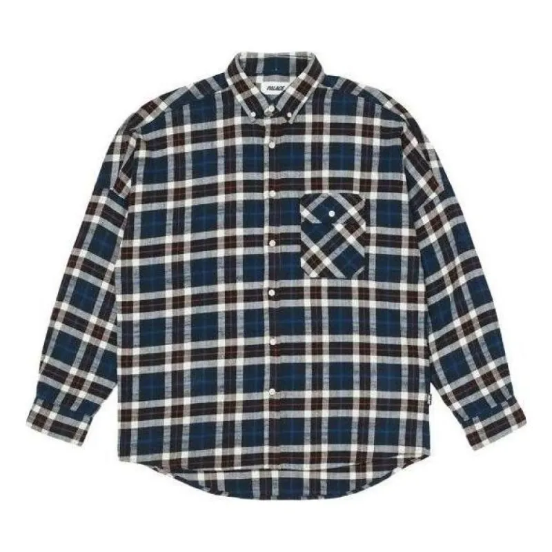 Palace FW22 Flannel Drop Shoulder Shirt 'Navy' P23SHT070 sold by KicksCrew