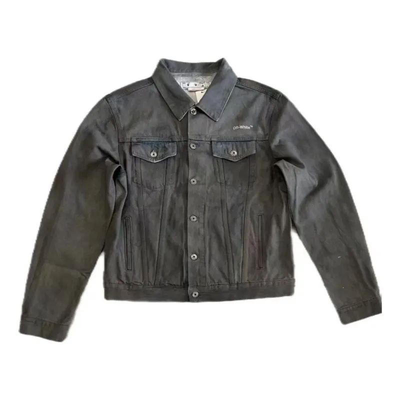 Off-White Alphabet Patterned Turn Down Collar Denim Jacket 'Grey' OMYE079C99DEN0044001SD sold by KicksCrew
