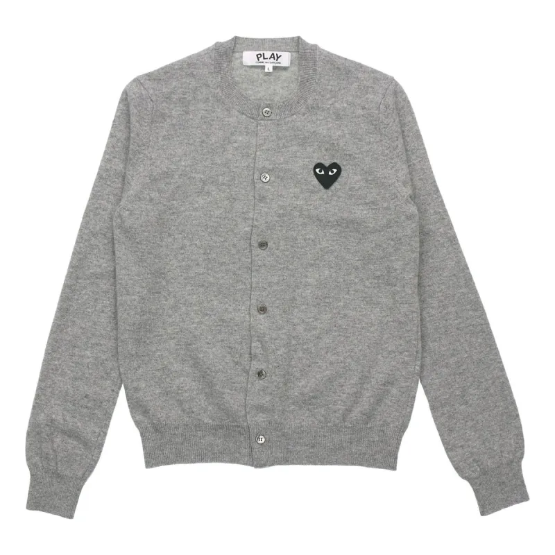 (WMNS) COMME des GARCONS PLAY Cardigan Black Heart 'Grey' AZ-N023-051-2 sold by KicksCrew