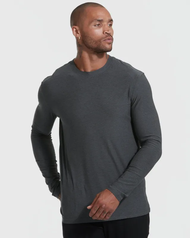 Charcoal Heather Gray Active Long Sleeve Crew Neck sold by True Classic