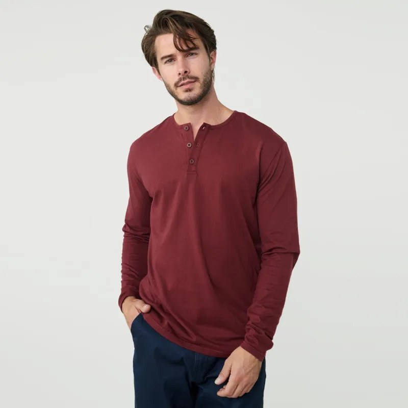 Burgundy Long Sleeve Henley sold by True Classic