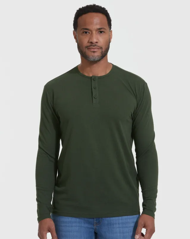 Dark Olive Long Sleeve Henley sold by True Classic