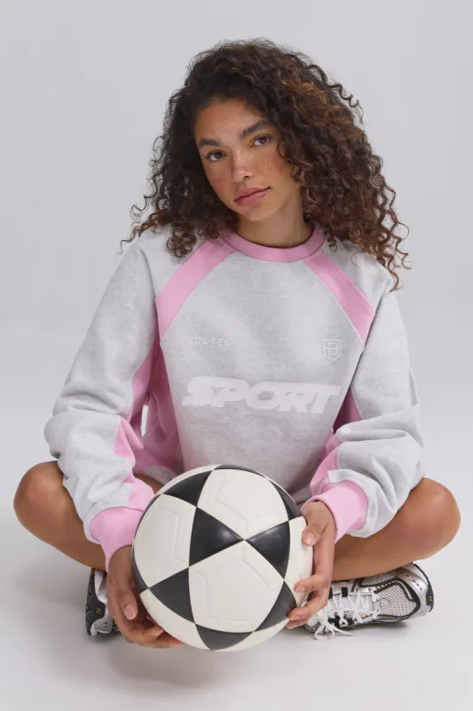 Oversized Colourblock Sweatshirt in Grey Marl sold by Oh Polly