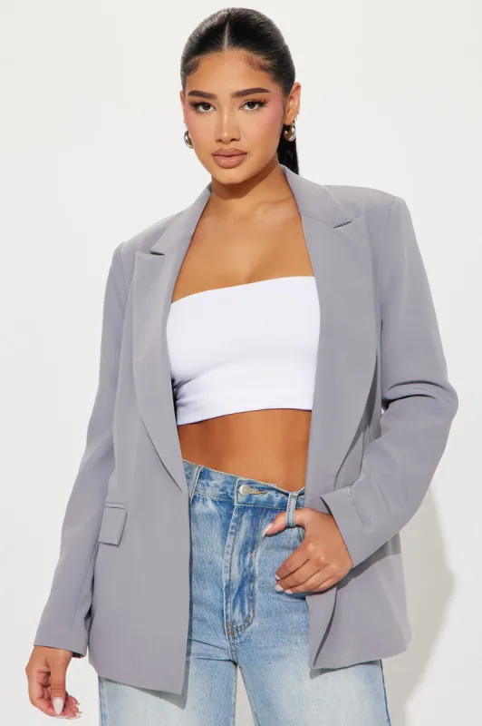 Have A Little Faith Blazer - Grey sold by Fashion Nova