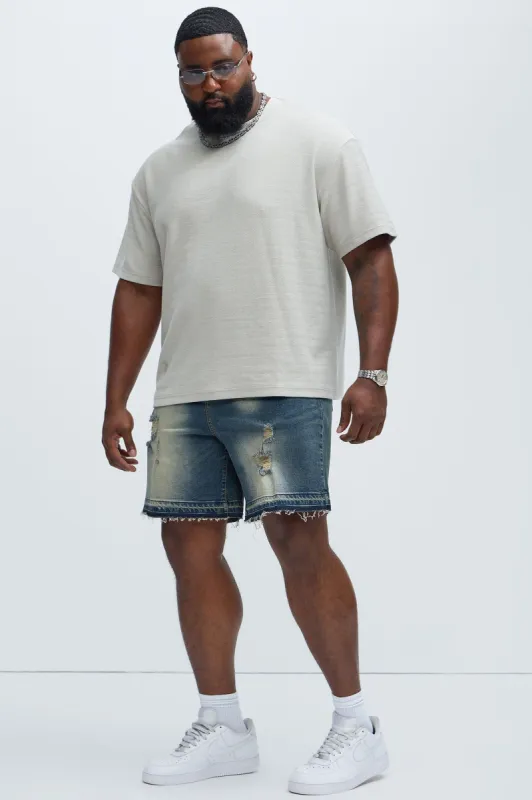 Bone Wash Relaxed Denim Shorts - Dark Wash sold by Fashion Nova