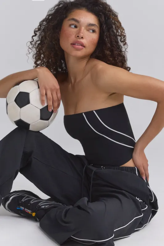 Soft Active Contrast-Trim Bandeau Top in Black sold by Bo + Tee