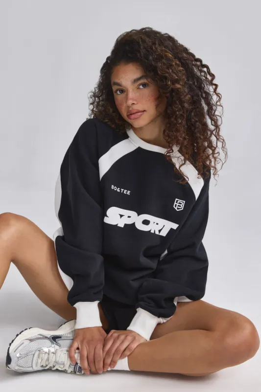 Oversized Colourblock Sweatshirt in Black sold by Bo + Tee