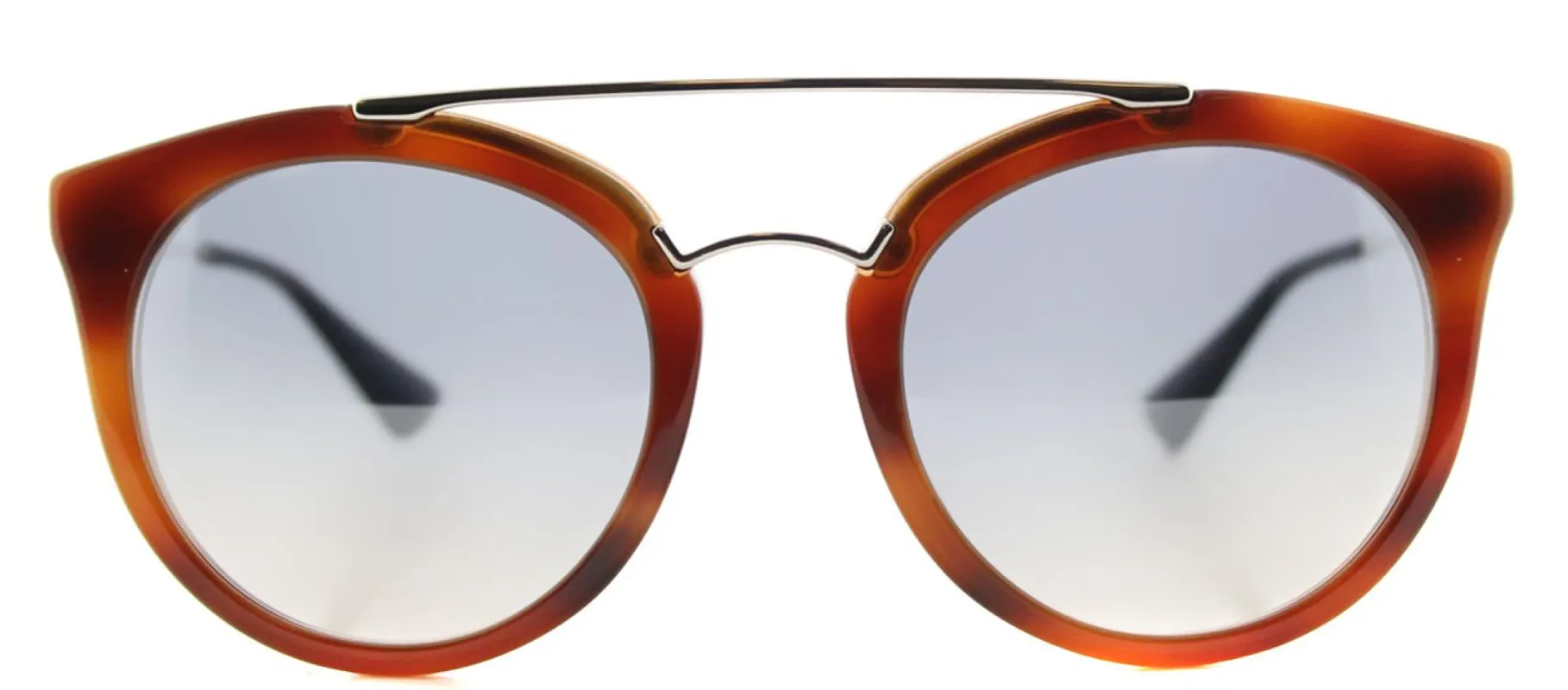 Prada Cinema PR 23SS USE5R0 Round Plastic Brown Sunglasses with Silver Mirror Lens sold by Gaffos