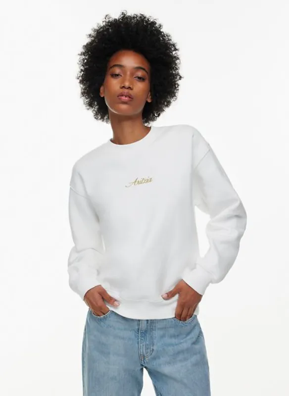 cozy fleece perfect crew sweatshirt sold by Aritzia