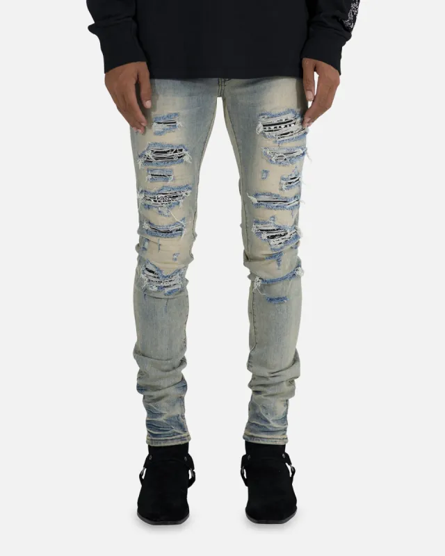 MNML X165 Paisley Skinny Denim Jeans Black/Black sold by Culture Kings