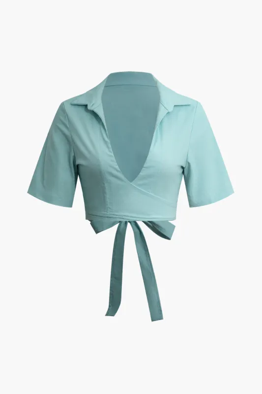 Knot Back V-neck Crop Top sold by Micas