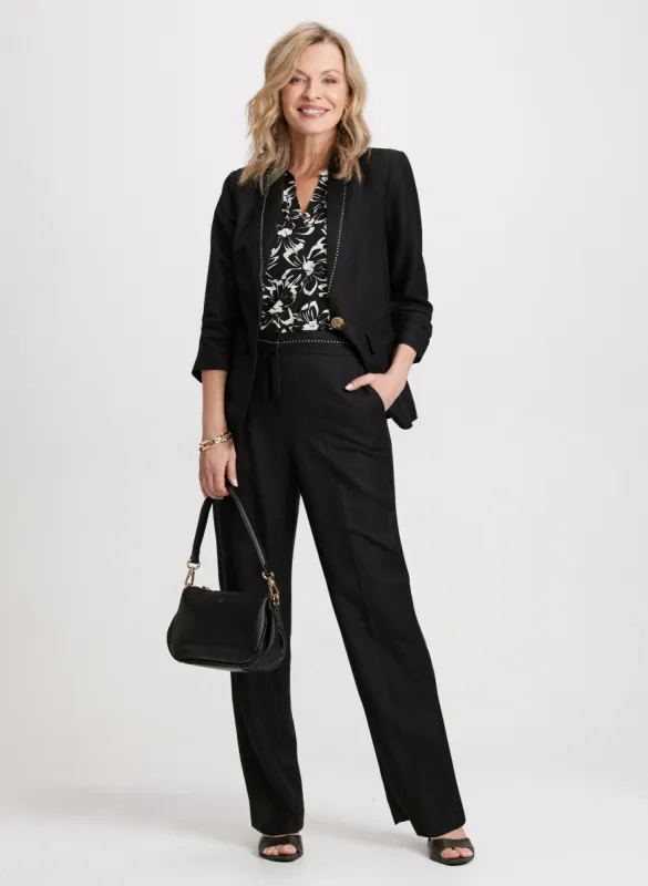Embroidered Collar Blazer & Wide Leg Pants sold by Laura