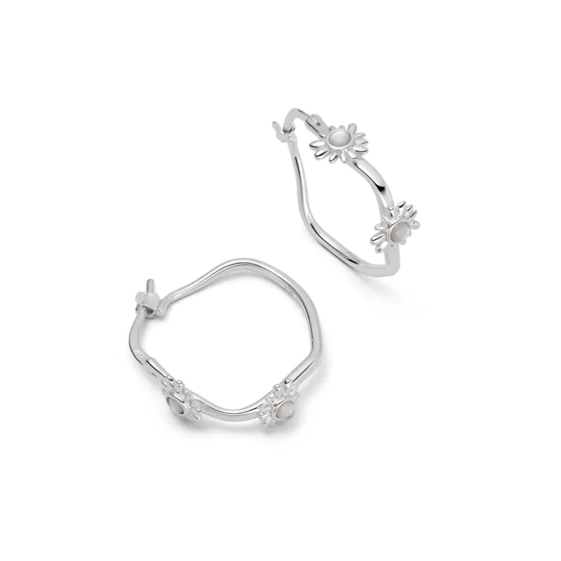 Daisy Organic Mother of Pearl Hoop Earrings Sterling Silver sold by Daisy Jewellery