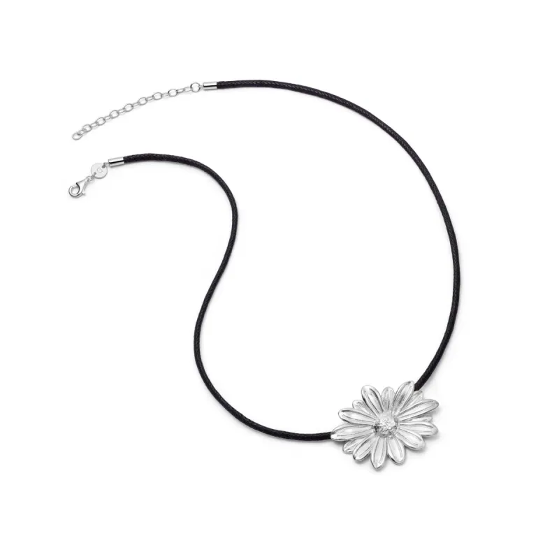 Daisy Large Cord Flower Necklace Sterling Silver sold by Daisy Jewellery