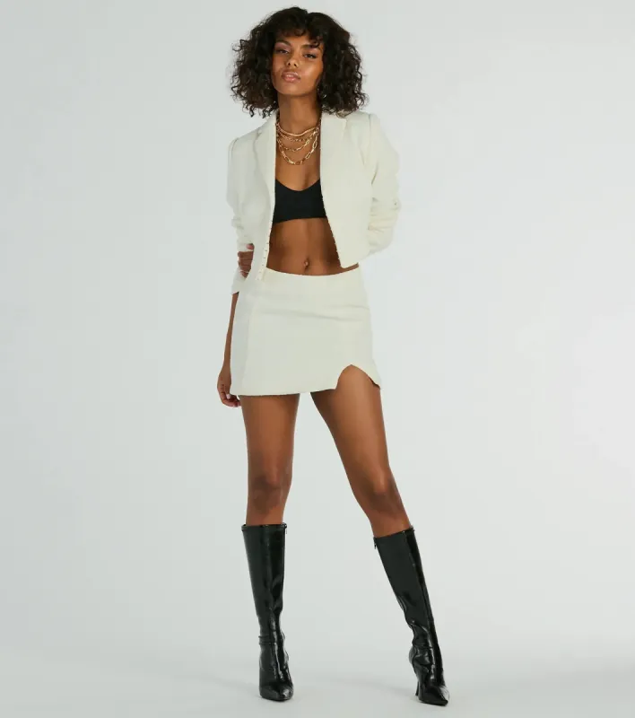 Posh Pursuit High Rise Tweed Mini Skirt sold by Windsor