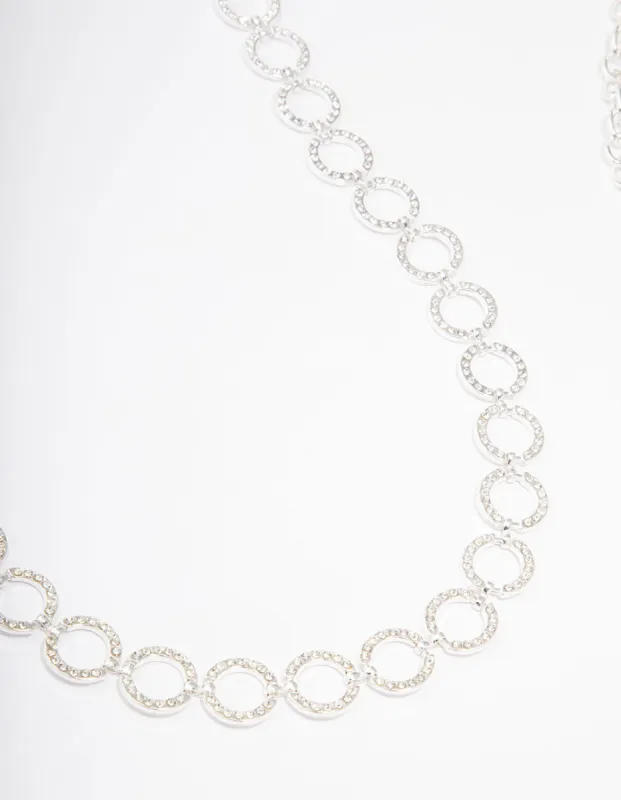 Silver Mini Open Diamante Circle Belt sold by lovisa