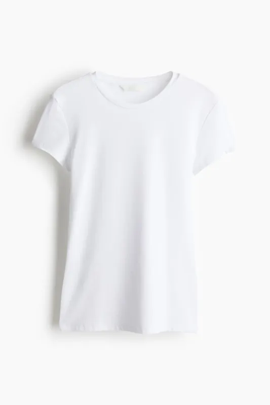 H & M - Fitted microfibre T-shirt - White sold by H&M