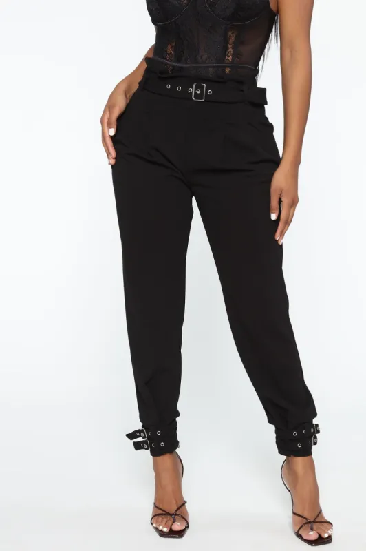 Keep Me Buckled Trouser - Black sold by Fashion Nova