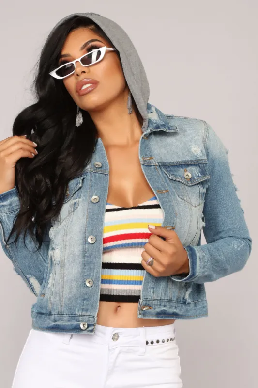 Choosing Sides Denim Jacket - Medium Wash sold by Fashion Nova