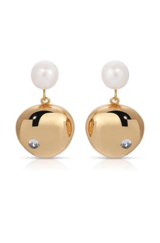 Large Pebble and Pearl Dangle Earrings sold by ettika