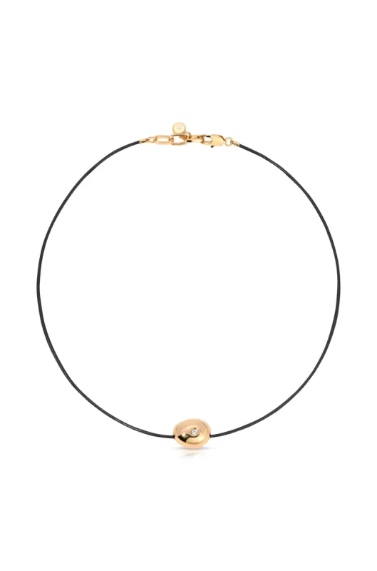 Polished Pebble Leather Pendant Necklace sold by ettika