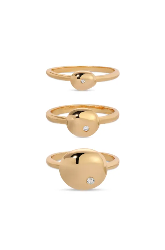 Polished Stacking Pebble Ring Set sold by ettika