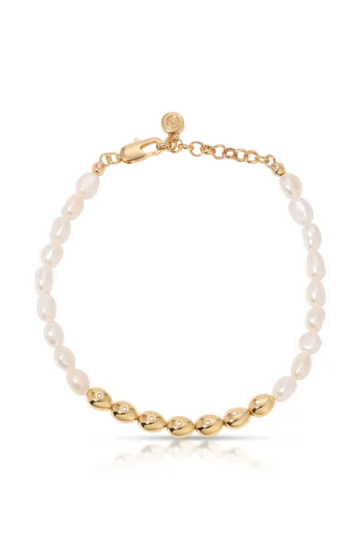 Freshwater Pearl Polished Pebble Bracelet sold by ettika