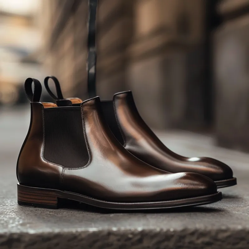 Brown Leather Astorga Toecap Chelsea Boots -Summer 2024 Collection sold by Costoso Italiano