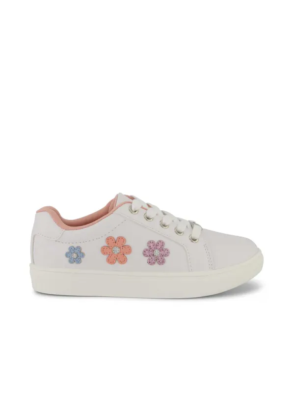 Girls' Gina Flower Low Sneakers in White sold by Jessica Simpson