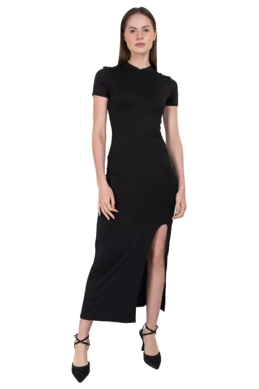 Vestido de cuello alto con rib liso sold by Shasa