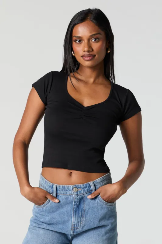 Ribbed Cinched Sweetheart T-Shirt sold by Urban Planet