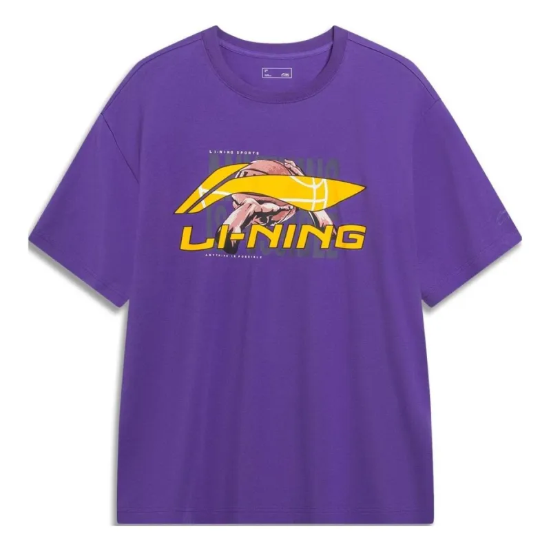 Li-Ning Essential Basketball Logo T-shirt 'Purple Yellow' AHST595-3 sold by KicksCrew