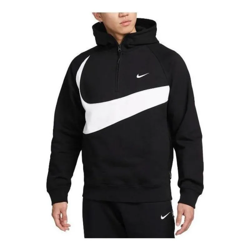 Nike Sportswear Big Swoosh Half Zip Hoodie (Asia Sizing) 'Black White' DX0567-010 sold by KicksCrew