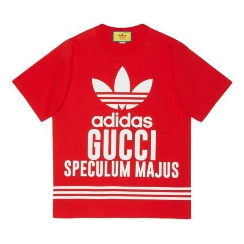 Gucci x adidas Cotton T-Shirt 'Red' 616036-XJEW1-6229 | Parallel