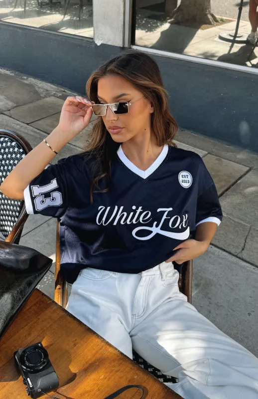 Hit A Home Run Oversized Jersey Navy sold by White Fox Boutique