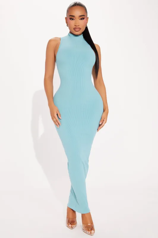 Laila Snatched Maxi Dress - Teal sold by Fashion Nova