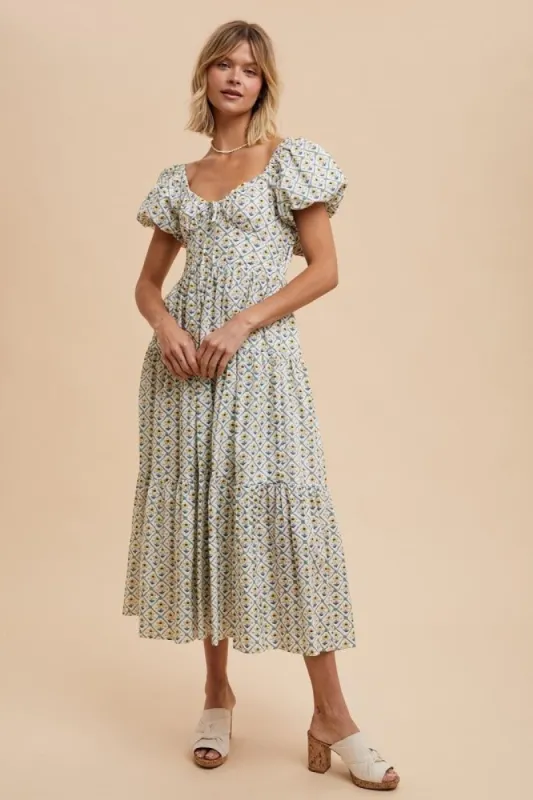 Mint Daffodil Cotton Floral Sweetheart Maxi Dress sold by Pinkblush