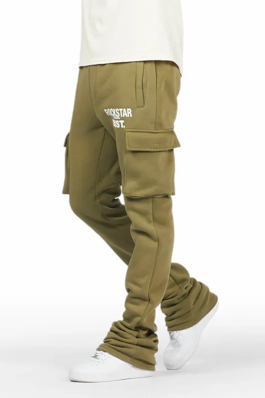 Alpine Olive Stacked Flare Cargo Pant sold by Rockstar Original