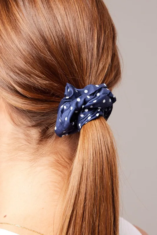 Blue Polka Dot Polka Dot Print Scrunchie sold by Ally Fashion