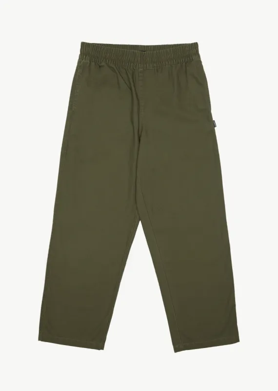 AFENDS Mens Ninety Eights - Baggy Elastic Waist Pant - Military sold by Afends
