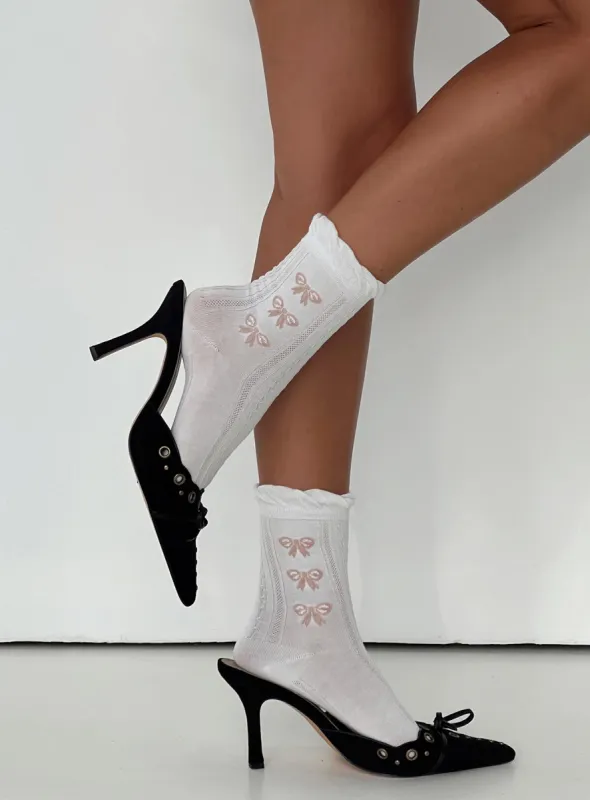 Ambrose Bow Socks White sold by Princess Polly