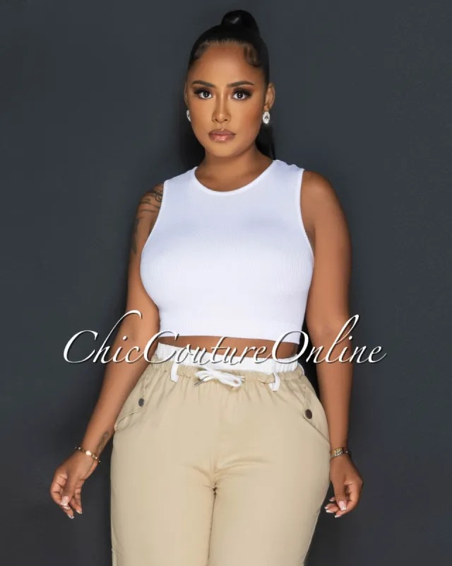 Pasty Off-White Ribbed Crop Top sold by Chic Couture